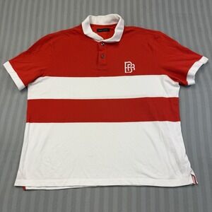 Banana Republic Rugby Polo Shirt Men's XL BR Logo Red White